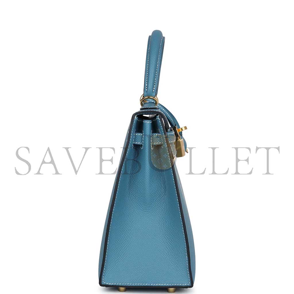 HERMÈS KELLY SELLIER 25 BLUE JEAN EPSOM GOLD HARDWARE (25*17*7cm)